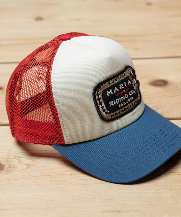 Red / Blue / Off White Snake Trucker Cap