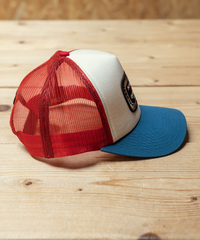 Red / Blue / Raw White Snake Trucker Cap