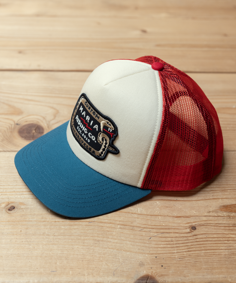 Red / Blue / Raw White Snake Trucker Cap