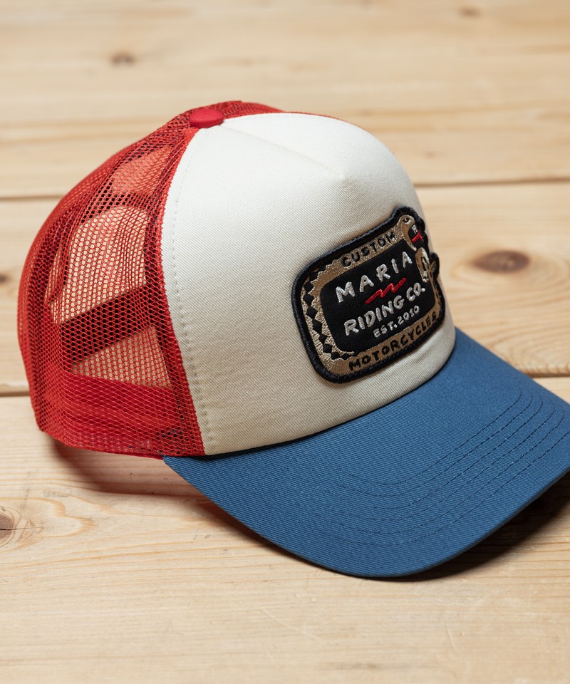 Red / Blue / Raw White Snake Trucker Cap