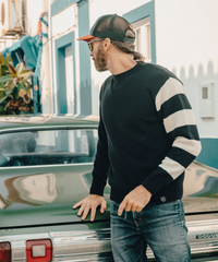 SAL - Merino Wool Sweater - Black with stripes