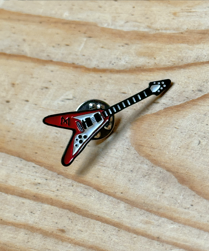 LAPEL PIN - Maria Flying V Guitar - Black Nickel