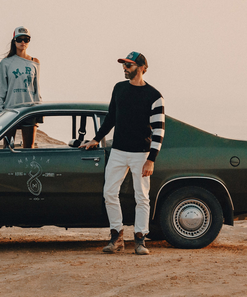 NEW! - SAL - Merino Wool Sweater - Black with stripes