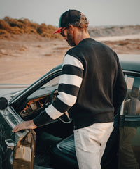 NEW! - SAL - Merino Wool Sweater - Black with stripes