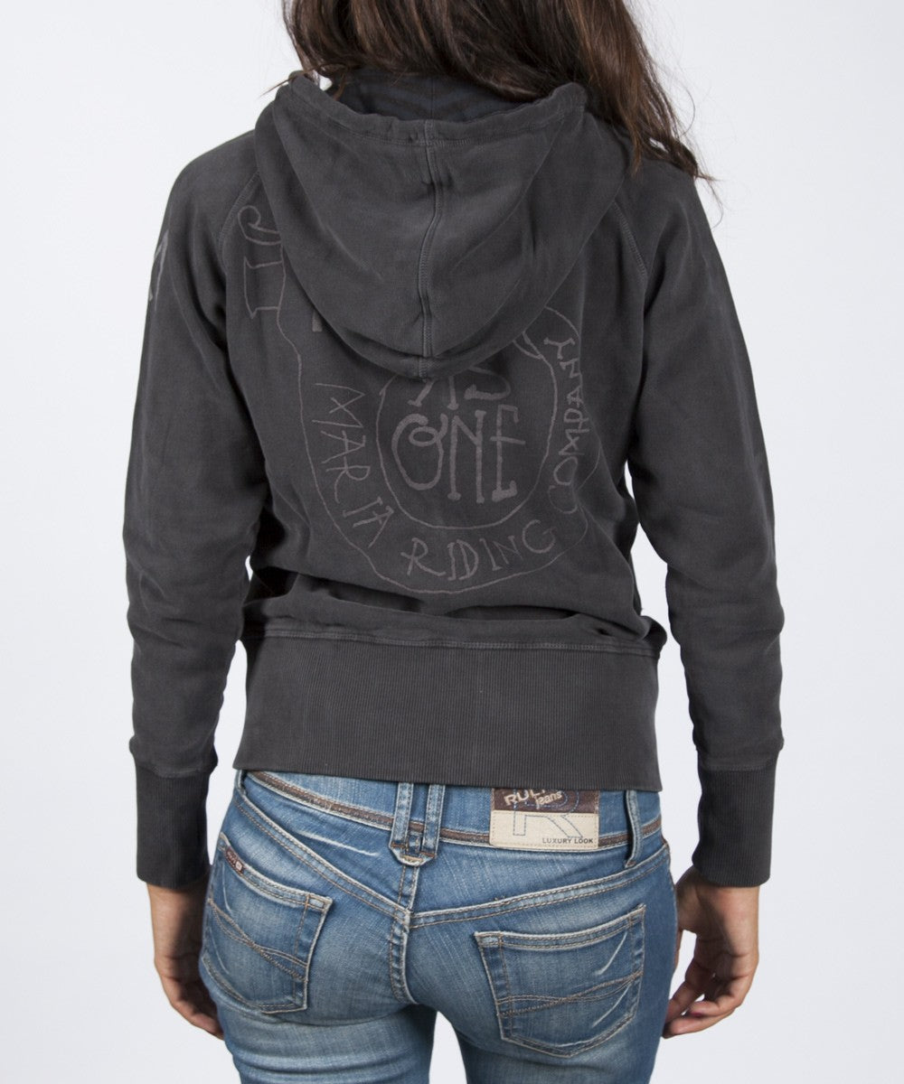 Women Zip Up Hoodie - Black