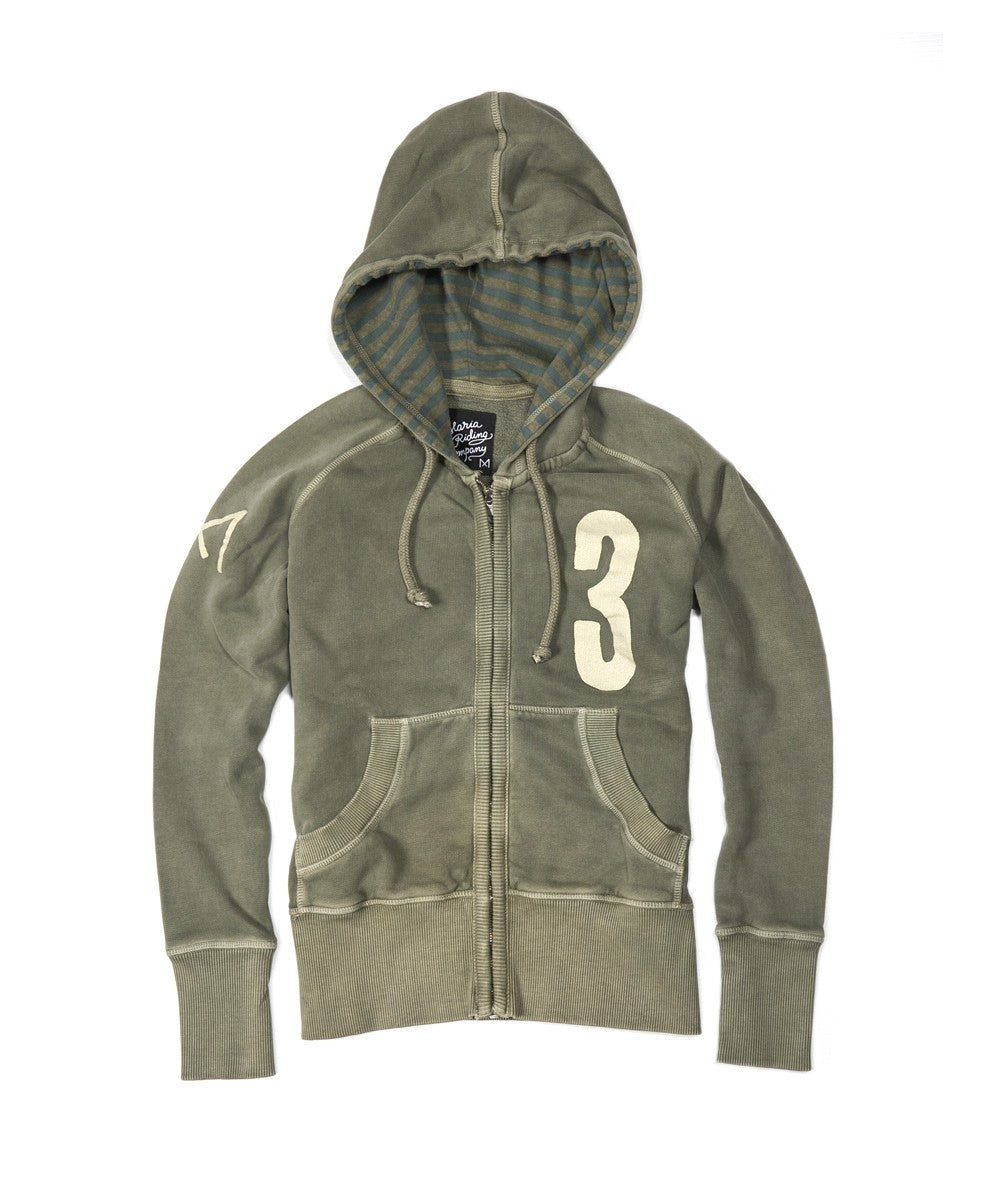 Women Zip Up Hoodie - Army Green