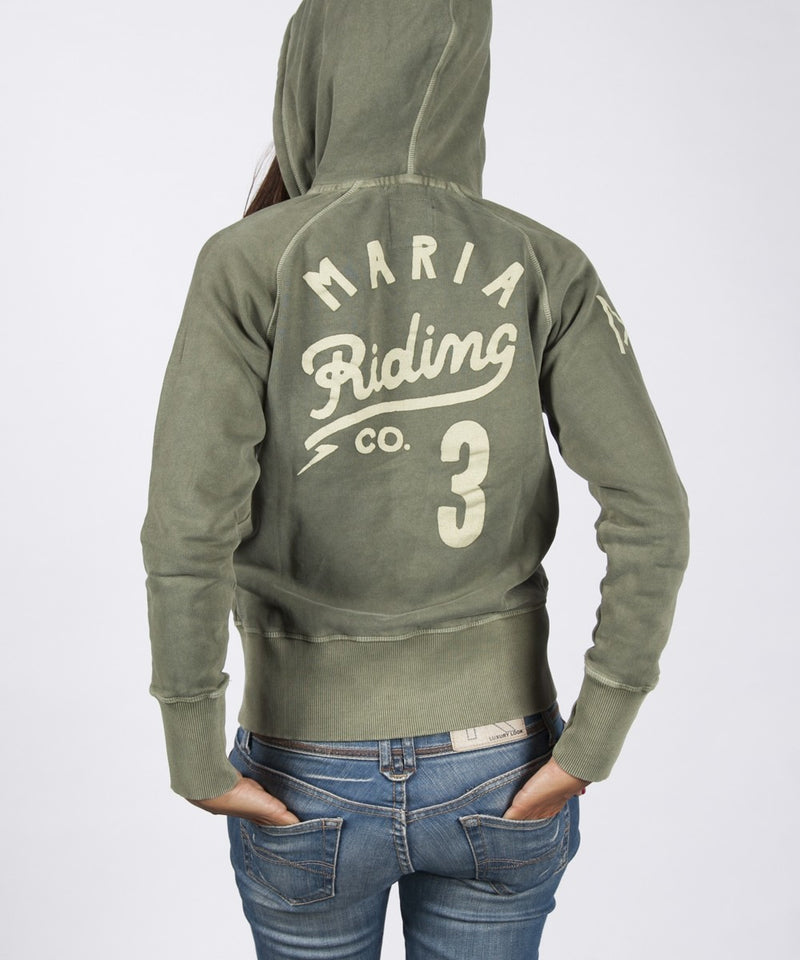 Women Zip Up Hoodie - Army Green